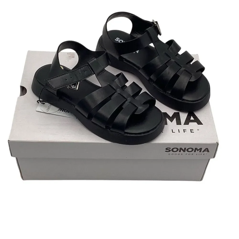 Sonoma Girls' Fisherman Sandals Black Size 1 Adjustable Strap